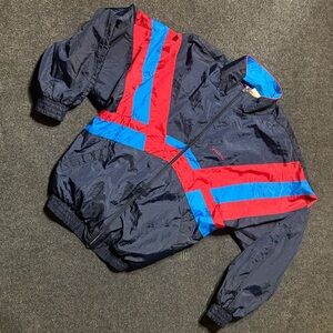 Spalding Navy Jacket with Red and Blue Stripes